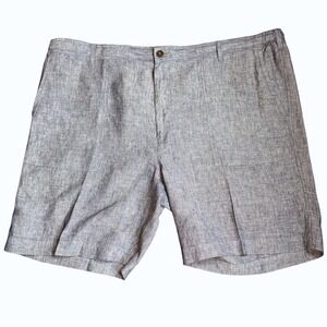 Orvis Mens 100% Linen Shorts Blue Chambray XXL RN 70534